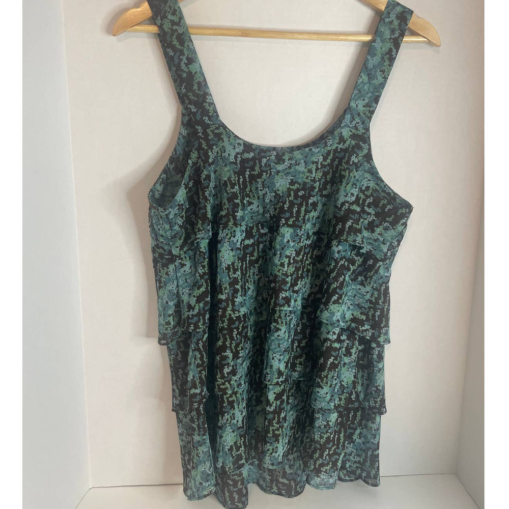Lane Bryant Sleeveless Thick Strap Ruffle Tiered Colorful Tank Top Womens 16 - Picture 2 of 7